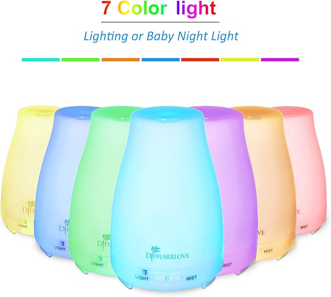 Diffuserlove Diffuser 2 Pack Essential Oil Diffuser 200ML Remote Control Ultrasonic Aromatherapy Diffuser Mist Humidifiers for Bedroom Office Yoga