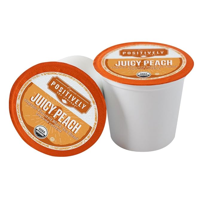 Organic Positively Tea Company, Juicy Peach Black Tea, K-Cup Compatible, 24 Pods