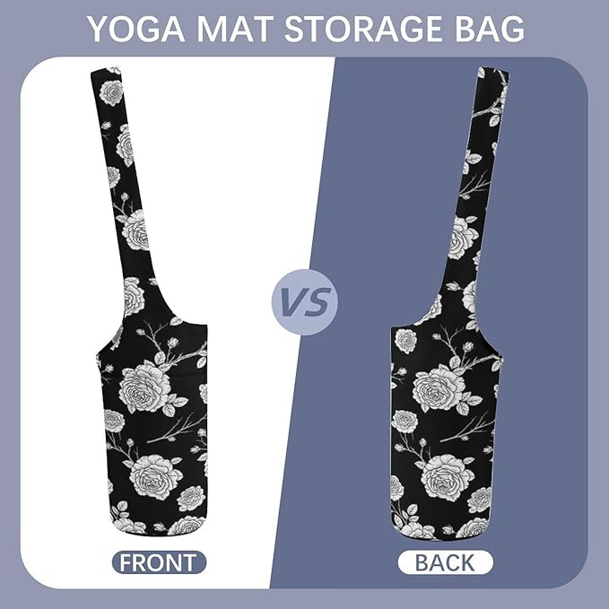 Meaudiwes Yoga Mat Bag for Women, Stylish Yoga Mat Tote Sling Carrier Bag, Long Strap Exercise Mats Totes Sport Storage Bag