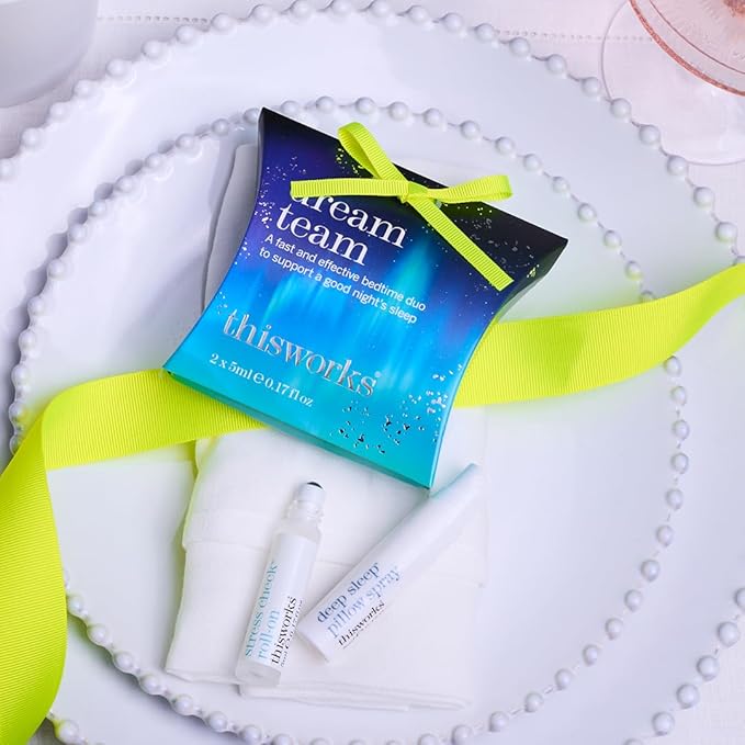 THISWORKS Dream Team Gift Set, Deep Sleep Pillow Spray and Aromatherapeutic Calming Roller Ball with Lavender, Ylang Ylang & Coconut Essential Oils ($18 VALUE)