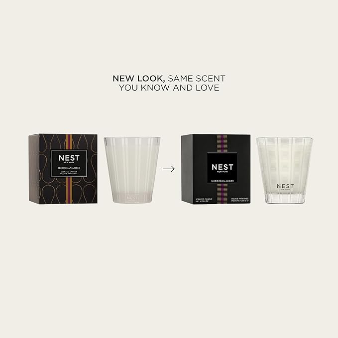 NEST New York Scented Classic Candle, Moroccan Amber - 8.1 oz - Up to 60-Hour Burn Time - Reusable Glass Vessel