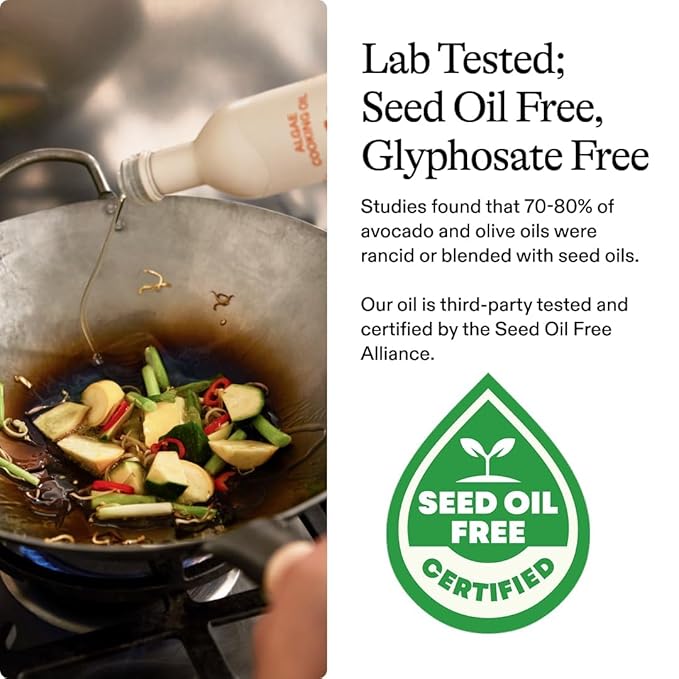 Algae Cooking Club Chef-Grade 100% Algae Cooking Oil - Avocado Oil Alternative - 535°F High Smoke Point - Omega-9 Rich, Neutral Buttery Flavor - Seed Oil-Free - For Searing, Baking, Frying (2, 16 fl oz)