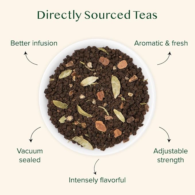 VAHDAM Earl Grey Masala Chai - High Caffeine, Non GMO, Gluten Free | Citrusy Earl Grey Tea Leaves w/ Pure Bergamot Oil | Brew Hot, Iced or Chai Latte | Vacuum Sealed Pack (50 Cups/3.53 oz)