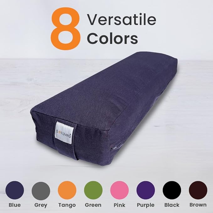 Sol Living Yoga Bolster Pillow Rectangular Meditation Cushion Cotton Meditation Accessories for Restorative Yoga Meditation Pillow Yoga Pillow Firm Body Pillow Bolster Pillow for Legs Removable Cover
