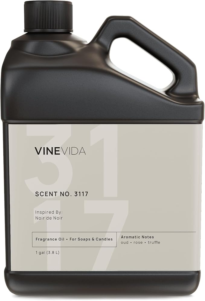 VINEVIDA Scent NO. 3117 Fragrance Oil - 1 Gallon (8lbs) - Inspired by: Noir de Noir Fragrance Oil for Candle Making - Made in USA Candle Scents Scents for Soap Making