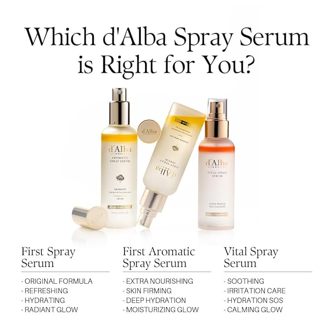d'alba Piedmont Italian White Truffle First Aromatic Spray Serum, Fragrant VEGAN Glowy Antioxidant Face Mist, Deep Hydration Skin Firmness, Korean Skin Care (4.05 fl.oz)
