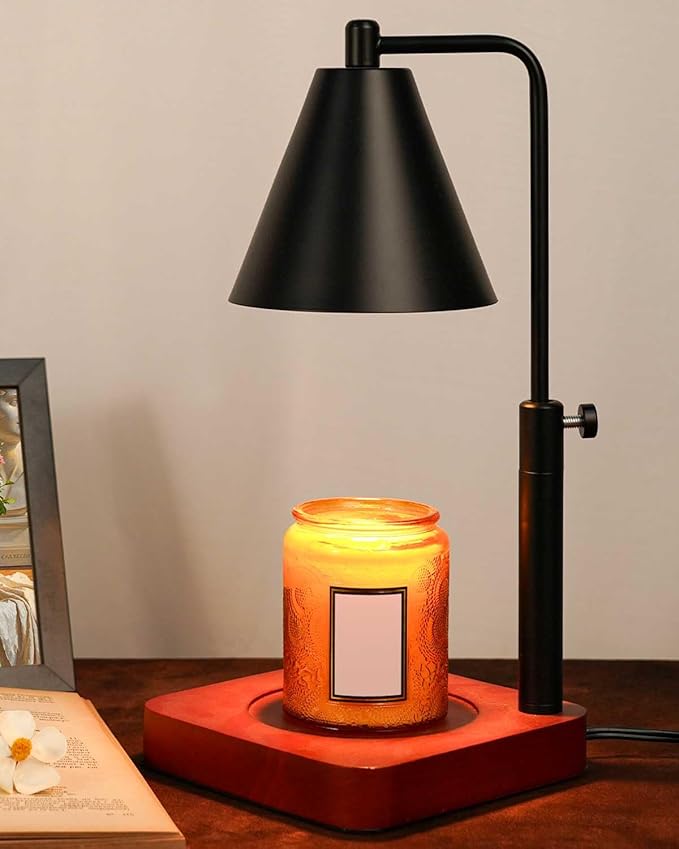 Modern Candle Warmer Lamp with Timer, Black Candle Lamp Warmer for Jar Candles, Birthday Gifts for Men, Dad, Women, Mom, Adjustable Metal Candle Lamp Dimmable, Vintage Home Decor