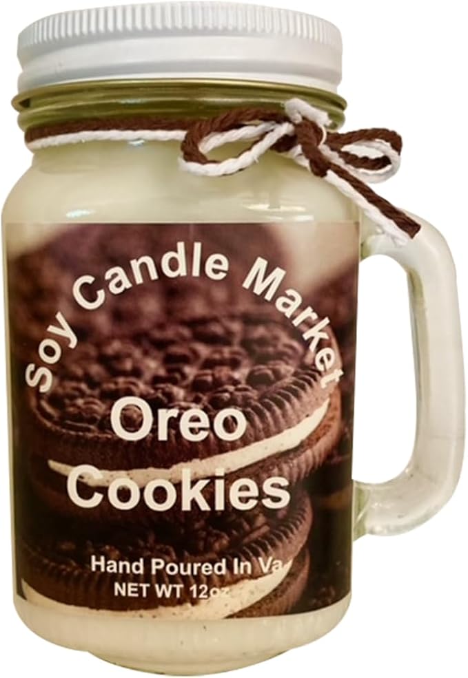 Soy Scented Candles | Handmade & Highly Aromatic Candles Burns Upto 85 Hours in Glass Jar - Perfect for Home Decor, Wedding, Birthday, Dinner (Oreo Cookies, 12 oz)