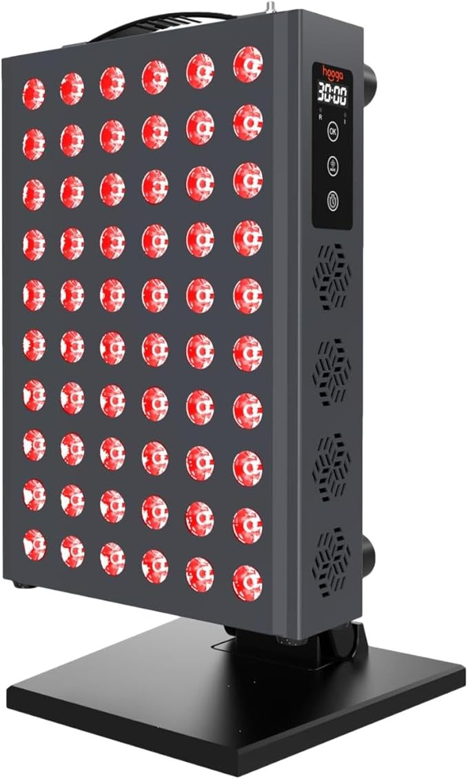 Hooga Red Light Therapy Panel for Face and Body, Red & Near Infrared LED Light with Timer and Stand, 60 High-Efficiency Low-Level LEDs (<5 mW), Flicker-Free Wellness and Recovery Device – PRO300