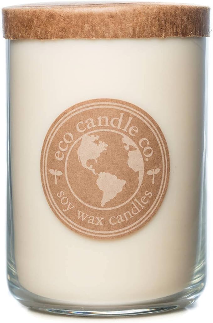 ECO CANDLE CO. Recycled Candle, Eggnog, 26 oz. Double Wick - Scents of Classic Eggnog, Nutmeg, & Vanilla - 100% Soy Wax, No Lead, Kraft Paper Label & Lid, Hand Poured