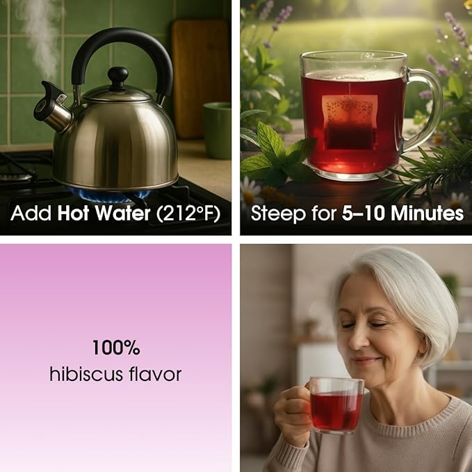 TeaDreamTea Hibiscus Tea Bags | 100 Bleach-Free Tea Bags | Caffeine Free | Dried Hibiscus Flowers | Hibiscus Flower Tea | Dried Flower Tea | Brew Hot or Iced |Herbal Hibiscus Tea