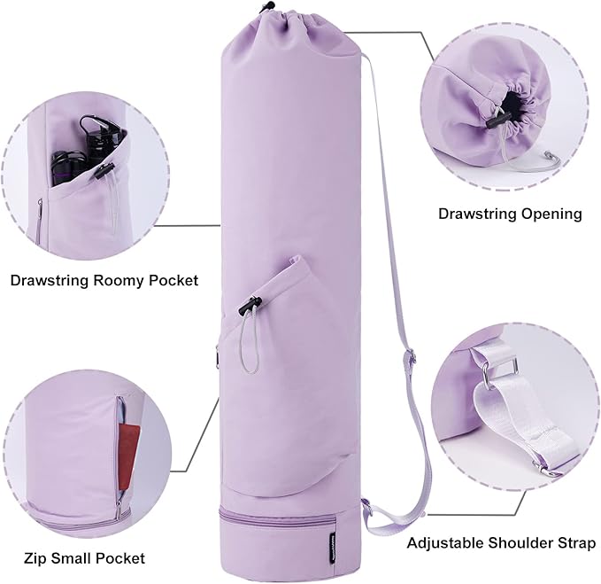 sportsnew Yoga Mat Bag with Water Bottle Pocket and Bottom Wet Pocket, Exercise Yoga Mat Carrier Multi-Functional Storage Bag, Patent pending