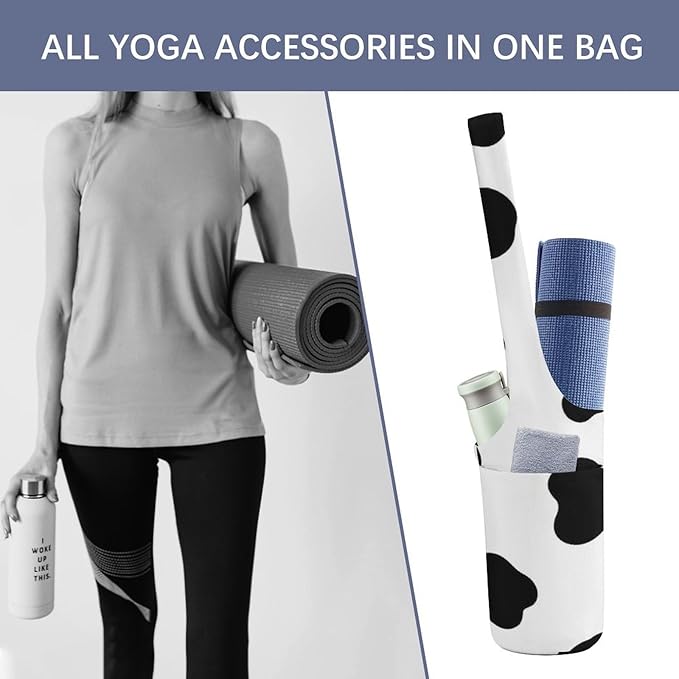 Meaudiwes Stylish Yoga Mat Bag for Women Exercise Mat Holder with Shoulder Strap Yoga Mats Totes Sports Storage Bag