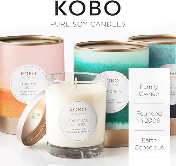 KOBO Pamplemousse Candle (11 oz) | | 100% Pure Soy Candle | All Natural Scented Candle, Hand-Poured in USA | 80 Hour Long Burning Candles | Scented Candles for Home