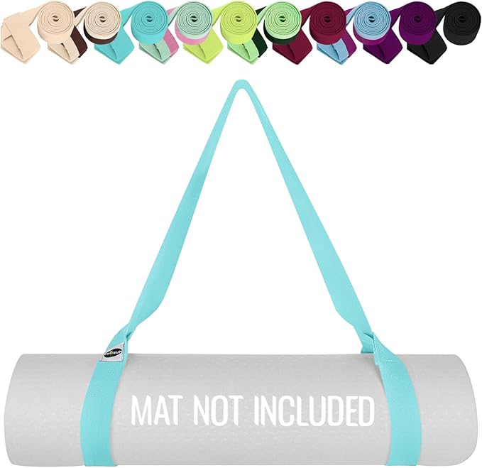 TECEUM Yoga Mat Strap – 30+ Colors – Adjustable Mat Holder Sling Carrier for All Mats [Mat Not Included]