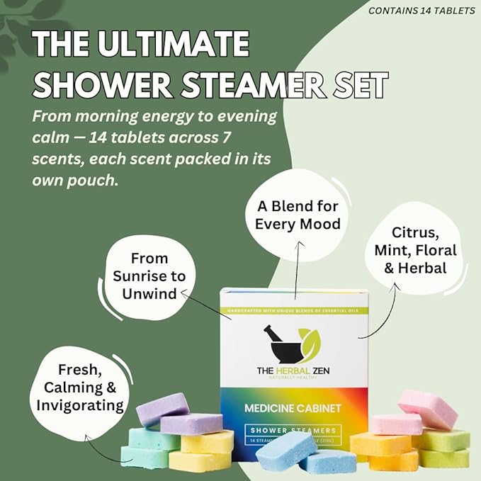Shower Steamers Aromatherapy Bombs (Variety Pack) – Adult Christmas Stocking Stuffer – Made in USA - Shower Tablets Aromatherapy – Natural Essential Oils – Self Care Gifts for Women and Men (14 Pack)