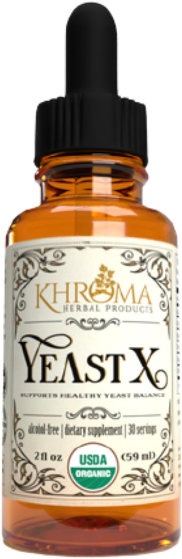 Khroma Herbal Products Yeast X - Organic Yeast Support - 30 Servings in a 2 oz Glass Bottle