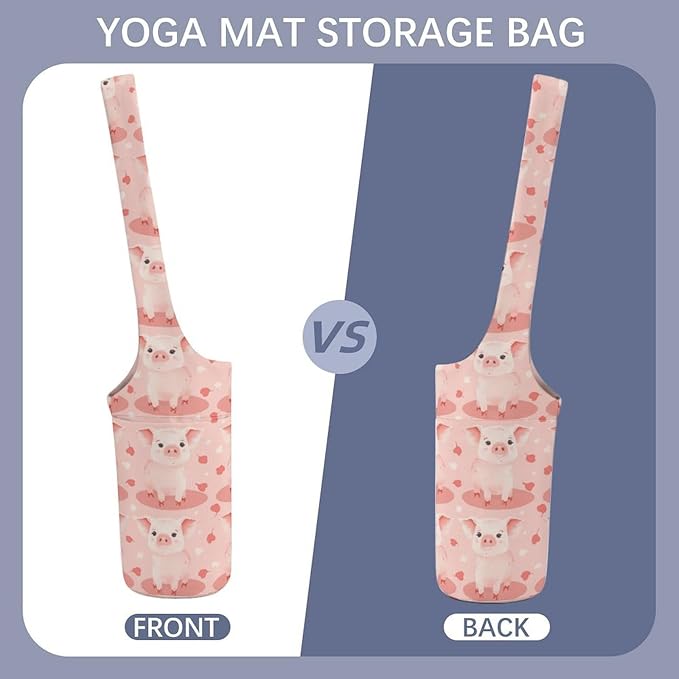 KKdskkds Lovely Pig And HeartYoga Mat Bag Large Opening Long Tote Yoga Mat with Pocket Fit Most Size Mats
