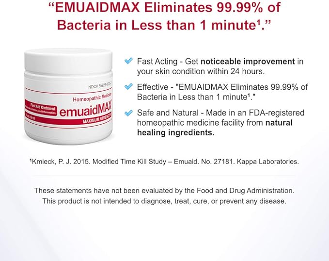 emuaid EMUAIDMAX Eczema Ointment, Maximum Strength Soothing Relief for Eczema, Psoriasis, Athlete’s Foot, Jock Itch, Rashes, Itchy, Dry, Irritated Skin and Minor Skin Irritations, 16oz