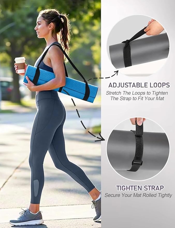 HywkingGrt 1Pc Black Yoga Mat Carrier Strap, Exercise Mat Carrier Adjustable Sling Weight Loss Fitness Binding Rope