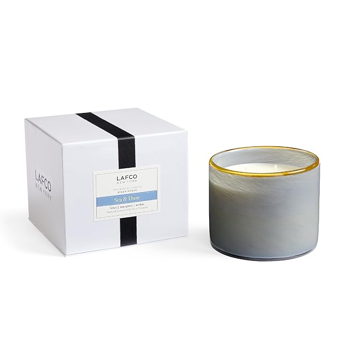 LAFCO New York 3-Wick Candle, Sea & Dune - 30 oz - 120-Hour Burn Time - Reusable, Hand Blown Glass Vessel - Made in The USA