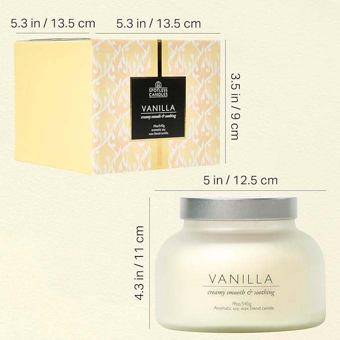 Volcano Vanilla Candle 19oz:- with a Crackling Wooden Wick in Large 4" x 5" Large Elegant White Glass Jar in a Presentation Gift Box and Protective Shipping Box