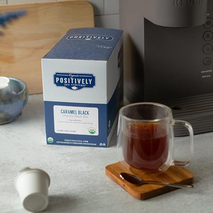 Organic Positively Tea Company, Caramel Black Tea, K-Cup Compatible, 96 Pods