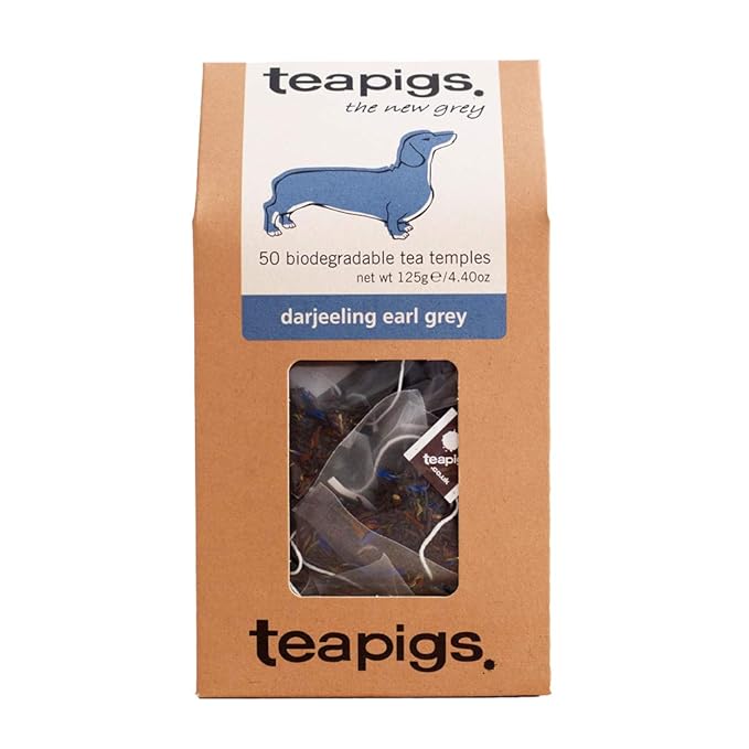 Teapigs Darjeeling Earl Grey Tea Bags Made with Whole Leaves, bold flavor, natural ingredients (1 Pack of 50 Teabags)