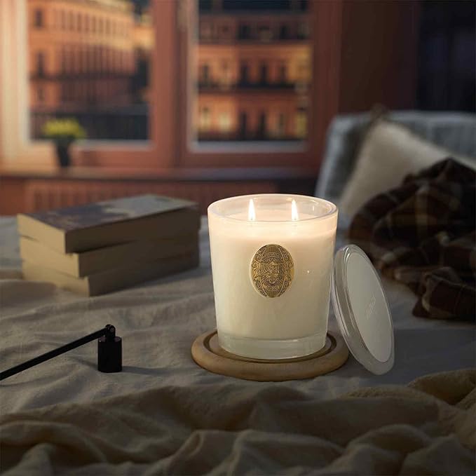M&SENSE Large Two-Wick Soy Candle | Vanilla Dream & White | 19.8 oz, 120H Burn Time | Luxury Scented Candle for Relaxation, Gifting, Home Décor | Ideal for Bedroom, Office, Party Ambiance