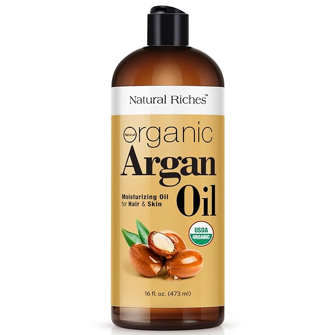 Natural Riches Organic Argan Oil of Morocco 16oz Penetrating Hair oil Deep Moisturizing Serum for Dry, Damaged & Coarse Hair pure Moroccanoil Cold Pressed for Hair, Face and Body