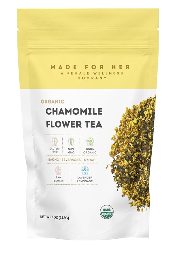 Organic Chamomile Tea Loose Leaf – Calming Sleepy Time Drink for Relaxation & Stress Relief | Herbal Manzanilla Bedtime Tea | Caffeine-Free Digestive Tea | Soothing Night Time Tea Gifts