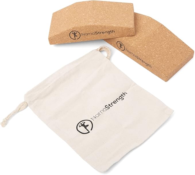 NamaStrength Cork Yoga Wedge Block - Non-Slip Wrist Support, Set of 2