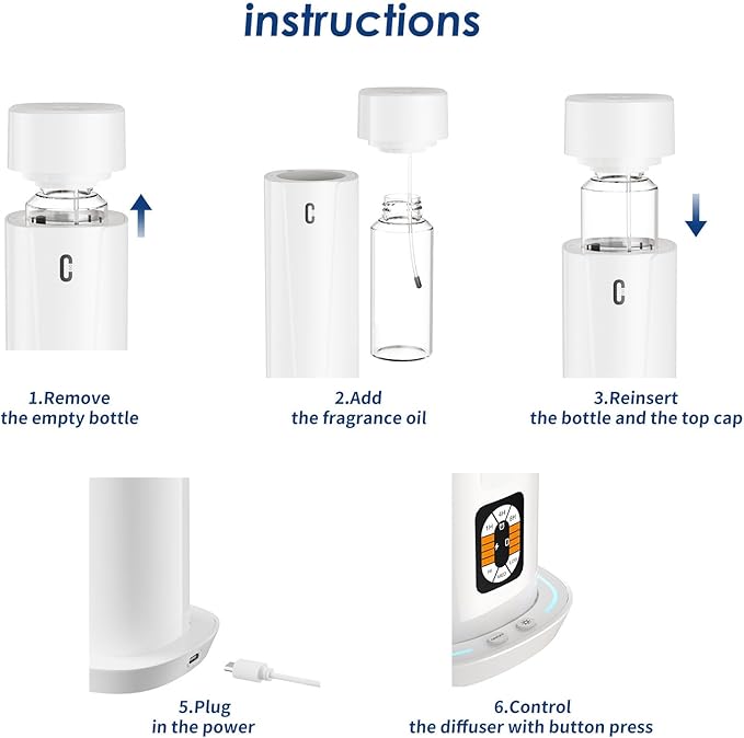 Waterless Scent Diffuser – 1200 Sq Ft Coverage, Essential Oil Diffuser with Remote Control, Quiet Aromatherapy Diffuser with LED Light & Timer, Scent Air Machine for Home, Office, Hotel