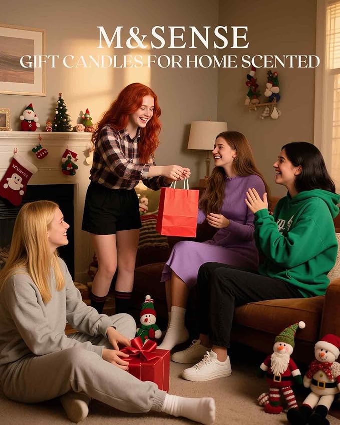 M&SENSE Luscious Cocoa Scented Candles Christmas Decor, Natural Non Toxic, Aromatherapy Candle for Stress Relief Meditation Relaxing, Housewarming Gifts for Women Men, 11.3oz 70 Hour