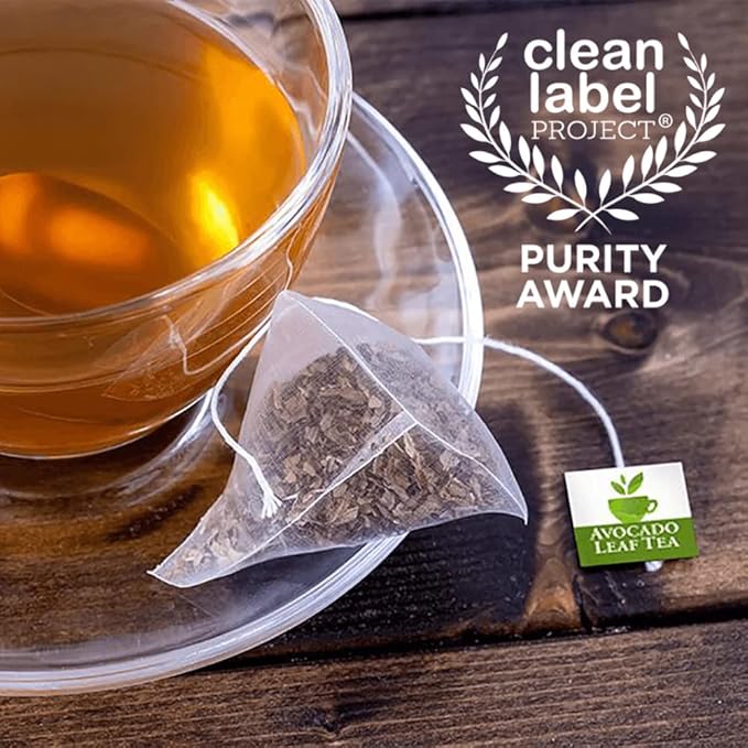 Avocado Leaf Tea – Caffeine-Free Herbal – Smooth, Antioxidant-Rich Wellness Tea – Hot or Cold Brew – All Natural, Non-GMO – 15 Biodegradable Pyramid Sachets
