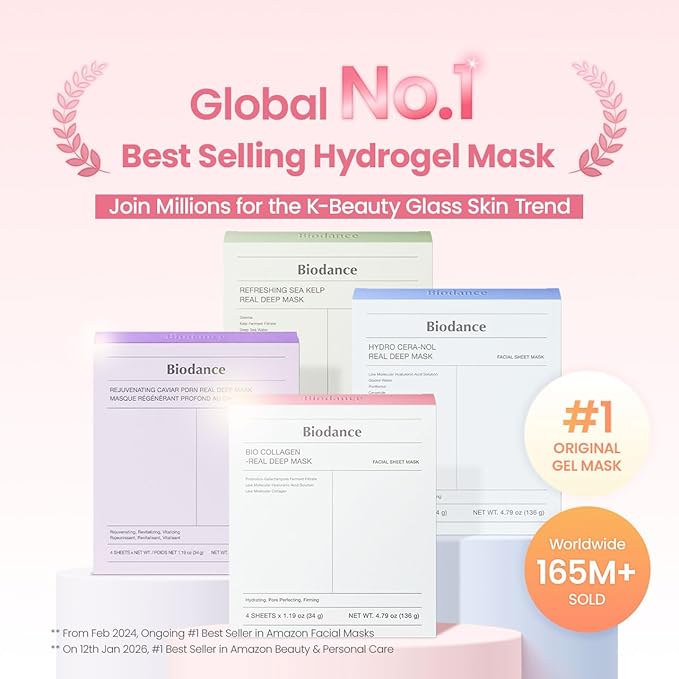 BIODANCE Bio-Collagen Real Deep Mask, Hydrating Overnight Hydrogel Mask, Pore Minimizing, Plumping, Elasticity Improvement, Korean Skin Care, Valentines Day Gifts for Her | 1.19oz(34g) x 16ea