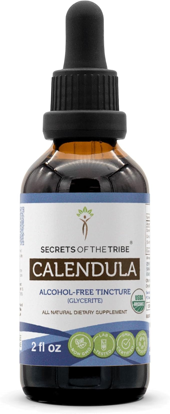Secrets of the Tribe Calendula USDA Organic | Alcohol-Free Extract, High-Potency Herbal Drops | Made from 100% Certified Organic Calendula (Calendula Officinalis) Dried Flower (2 oz)