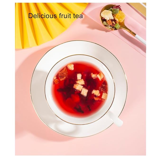 Fruit Tea Blend 12.34OZ,For Hot Or Cold Brew,Hibiscus Blossoms and Berries Based Herbal Loose Leaf Tea,Vegan,Caffeine Free,Vitamines Rich,DIY