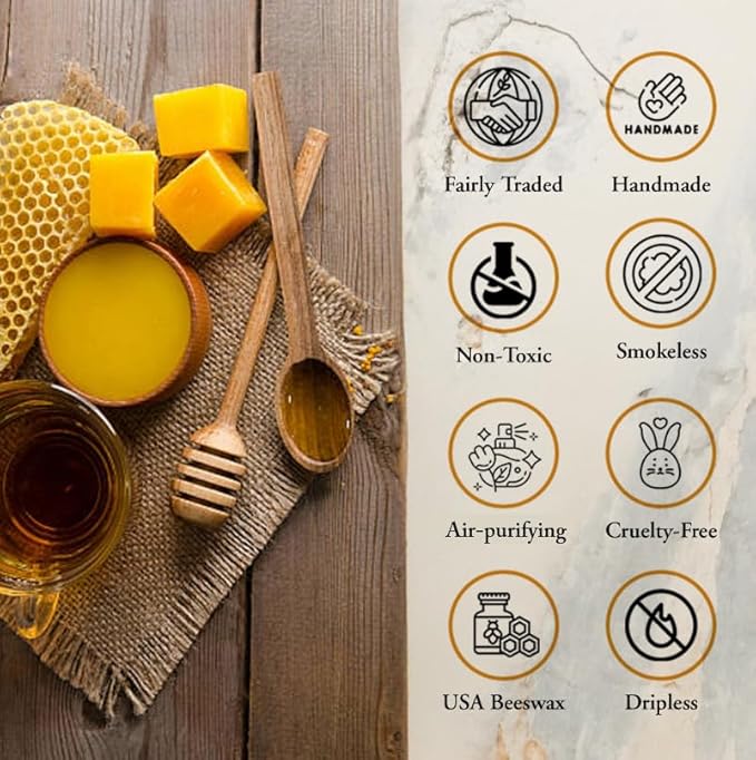 BeeTheLight Beeswax Jar Candle - 100% Pure USA Bees Wax in Glass Container - All Natural Light Honey Scent