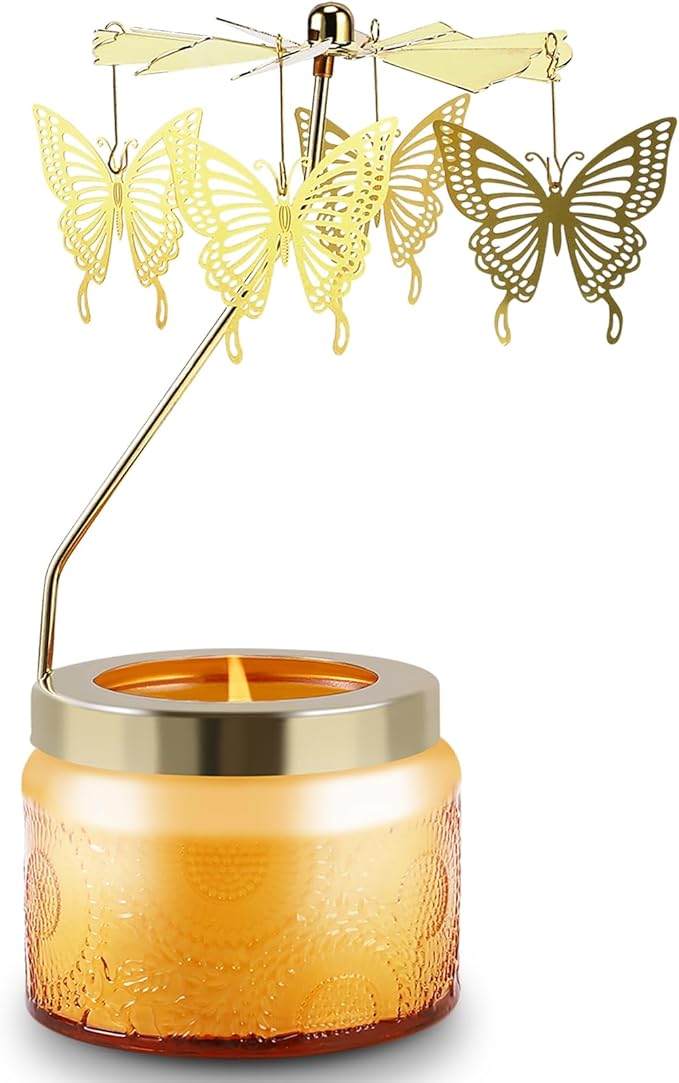 Rotatable Candle, Birthday Gifts for Women, Vanilla Cream Scented Candles Anniversary Christmas Thanksgiving, Butterfly Best Girl, Friends,Mom