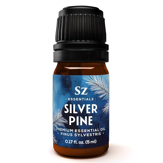 Silver Pine Essential Oil - 100% Pure & Undiluted- Extracted from Pinus Sylvestris - Clean & Fresh Scent with Woody Overtones - Therapeutic Grade & Vegan - 0.17oz (5ml)