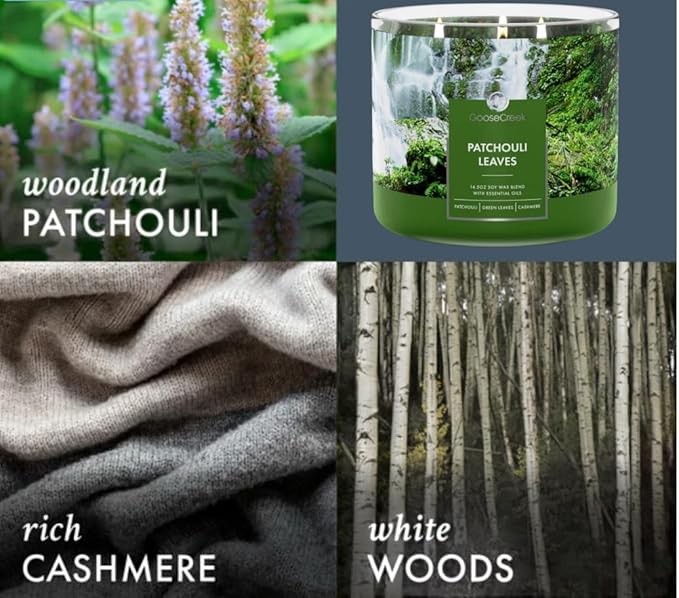 Patchouli Leaves Soy Wax Candle, 14.5 oz, Green Leaves and Cashmere Scent