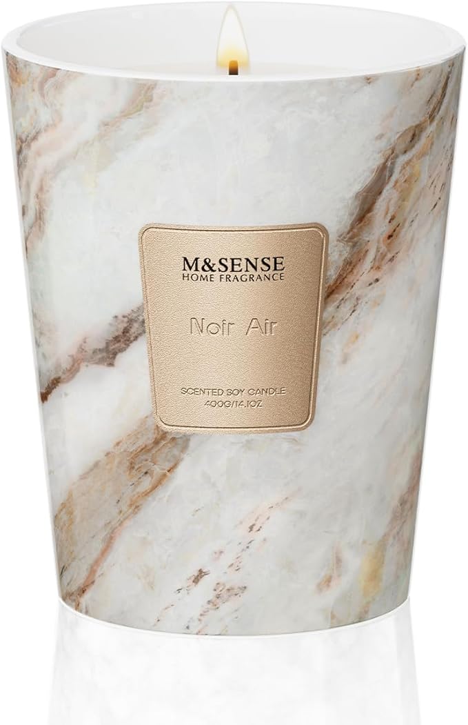 M&SENSE Noir Air Scented Soy Candle, 3 Wick Highly Scented 14.1 Oz 80H, Aromatherapy Christmas Gift for Women and Men