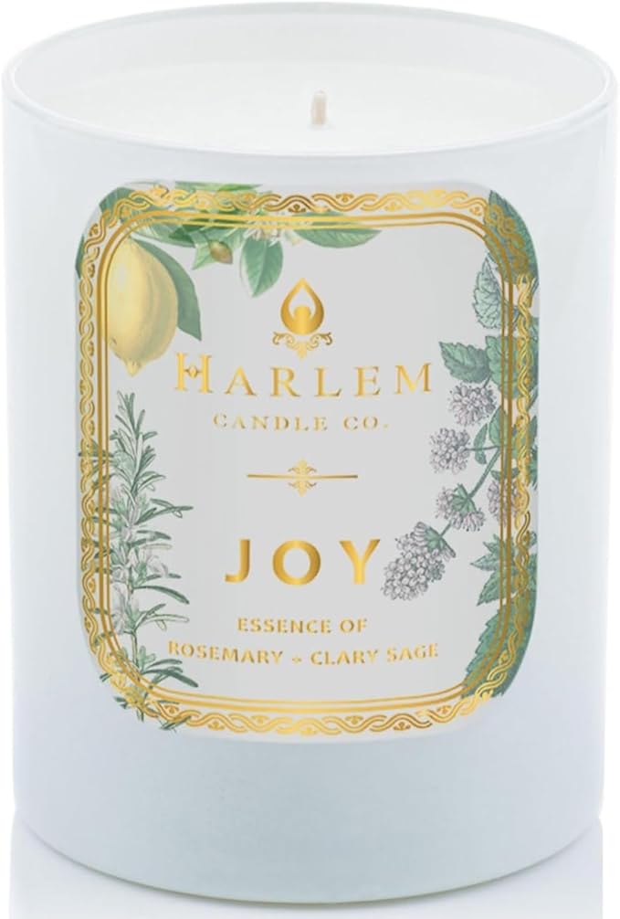 HARLEM CANDLE CO. - Joy - Luxury Scented Soy Candle, 11 oz - 80-Hour Burn Time | Fresh Mint, Italian Lemon, Rosemary, Jasmine Petals, Cedarwood, Amber Musk | Scented Candles for Home