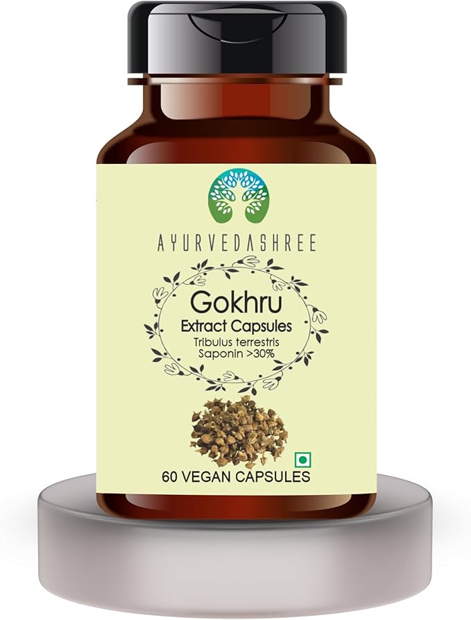 Gokhru Extract 500mg - 60 Vegetarian Capsules|Tribulus Terrestris| All Natural | 100% Vegan | Gluten-Free.