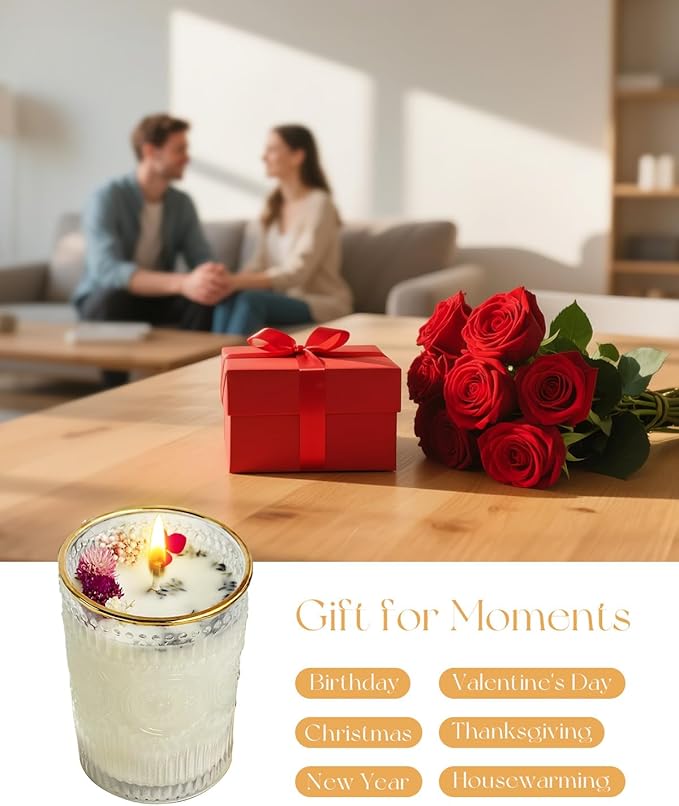 Lavender Scented Candles for Women Men- 7oz Single-Wick Soy Wax Beeswax Aromatherapy Candles with 36 Hours of Burn Time, Lavender Jar Candle for Stress Relief, Home Scented, Birthday Gifts Mothers Day