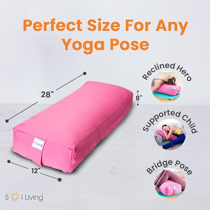 Sol Living Yoga Bolster Pillow Rectangular Meditation Cushion Cotton Meditation Accessories for Restorative Yoga Meditation Pillow Yoga Pillow Firm Body Pillow Bolster Pillow for Legs Removable Cover