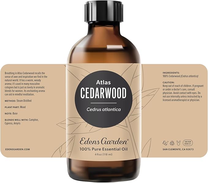 Edens Garden Cedarwood-Atlas Essential Oil- 100% Pure Premium Grade, Undiluted, Natural, Therapeutic, Aromatherapy, The Best for Diffuser, Candle, Laundry, Hair 118 ml (4 fl oz)