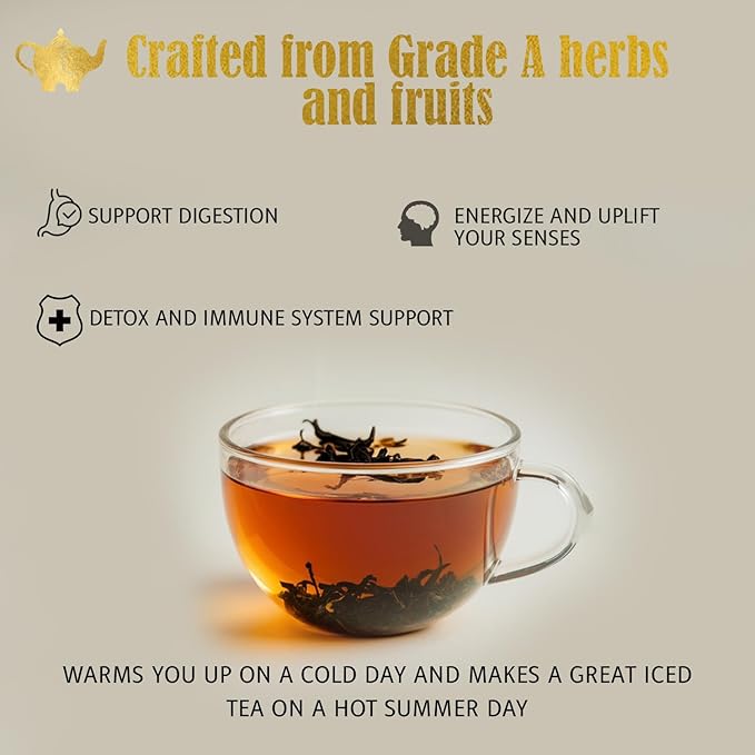 Spiced Orange Tea, Loose Leaf Herbal Tea – Sweet, Spicy, Caffeine-Free – Orange, Apple & Cinnamon Spice – Drink Hot or Iced – 4 oz Resealable Bag (Makes 50 Cups) – The Elegant Elephant