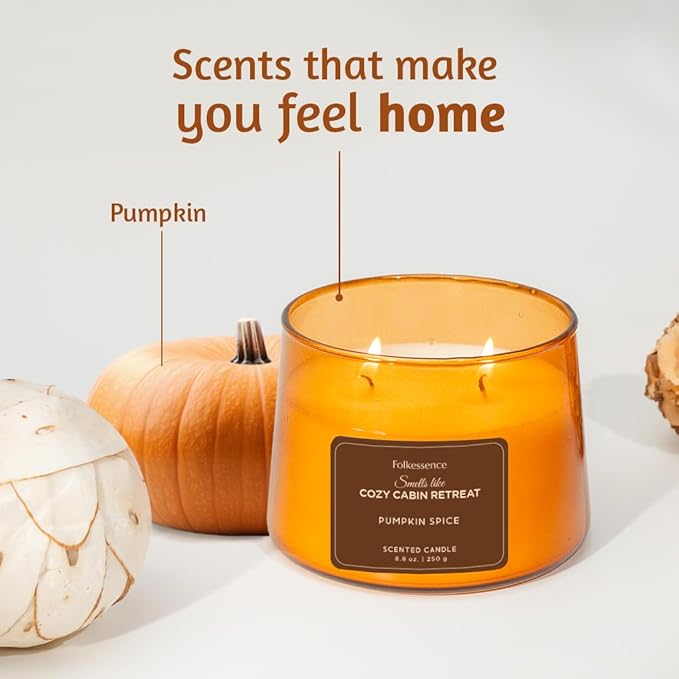 250g. Candles Smells Like Cozy Cabin Retreat - Pumpkin Spice